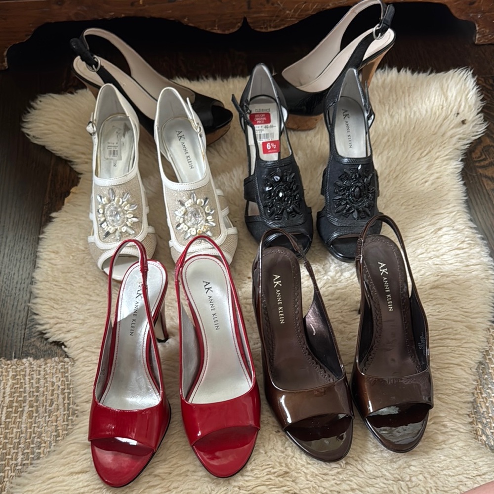 LOT of 5 pairs of Anne Klein in Red, Black, White, Black (2) Stylish Heels